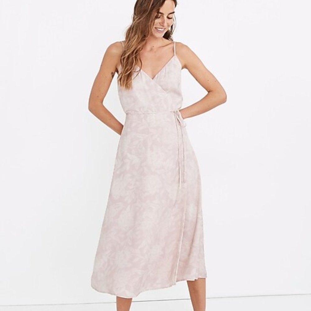 Madewell (Re)sourced Crepe Cami Wrap Dress in Pindot Blooms NWT